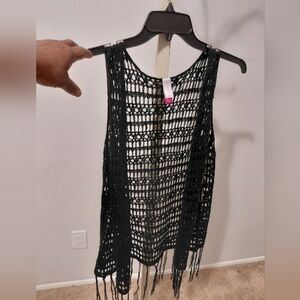 No Boundaries Black Knit Swim Cover-Up